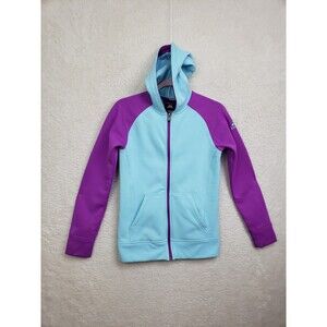 Adidas Girls Sweatshirt 14 Green Fleece Long Sleeve Hooded Pockets Full Zip